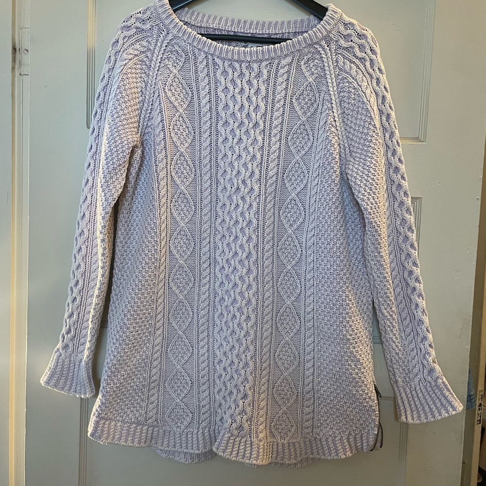 LL Bean Signature Cotton Fisherman Cable Knit Tunic - Lavender Size XL - Picture 2 of 10